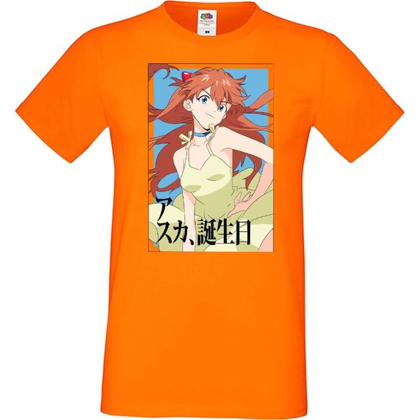Maglietta Da Uomo Anime Manga Neon Anime Genesis Manga Evangelion Asuka Langley Soryu 03 Asuka Langley, Man 2XL , Jaune-image
