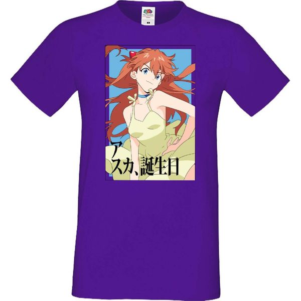 Maglietta Da Uomo Anime Manga Neon Anime Genesis Manga Evangelion Asuka Langley Soryu 03 Asuka Langley, Man Xl , Orange-image