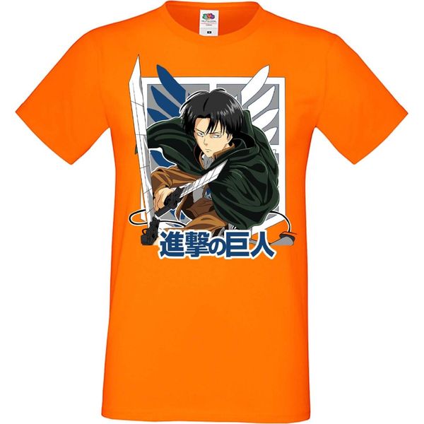 Maglietta Da Uomo Manga Anime Attack Anime On Titan Levi Ackerman 01 Levi Titan Attack, Man 3XL , Orange-image