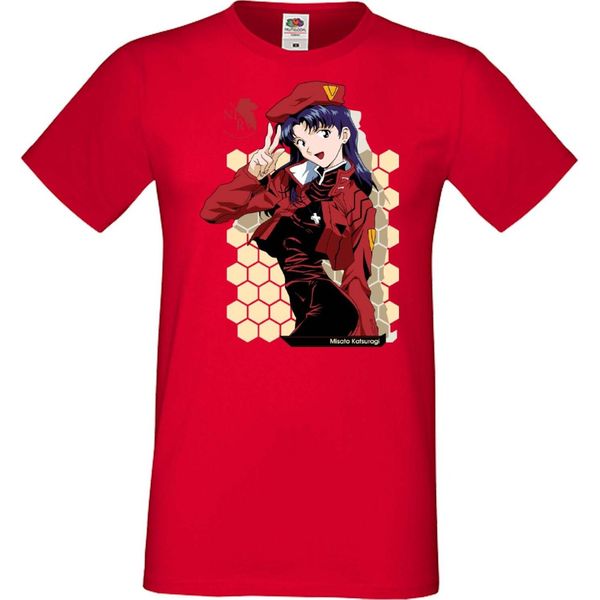 Maglietta Da Uomo Anime Manga Neon Anime Genesis Manga Evangelion Misato Katsuragi Misato Katsuragi, Man S , Rouge-image
