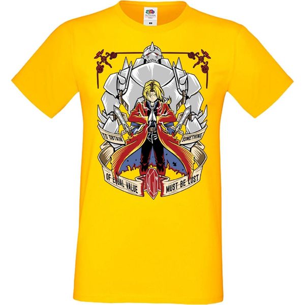 Maglietta Da Uomo Manga Anime Fullmetal Alchemist Edward Elric Fullmetal Edward, Man M , Jaune-image