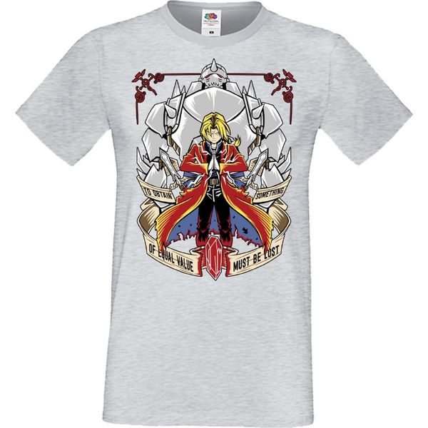 Maglietta Da Uomo Manga Anime Fullmetal Alchemist Edward Elric Fullmetal Edward, Man L , Gris-image