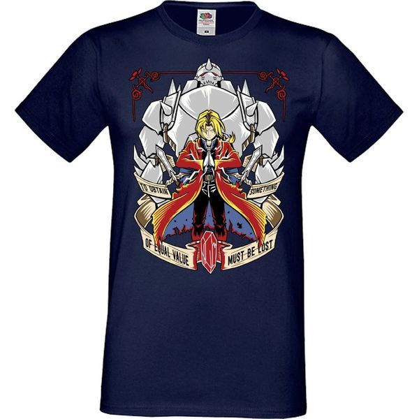 Maglietta Da Uomo Manga Anime Fullmetal Alchemist Edward Elric Fullmetal Edward, Man 2XL , Bleu Foncé-image