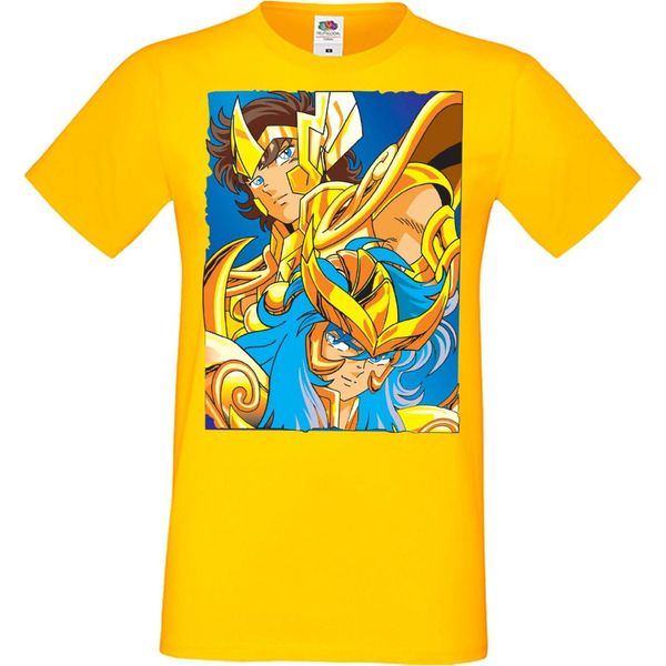 Maglietta Da Uomo Manga Anime Saint Anime Seiya Knights Of The Zodiac Saint Anime Seiya Knights Of The Zodiac, Man 3XL , Jaune-image