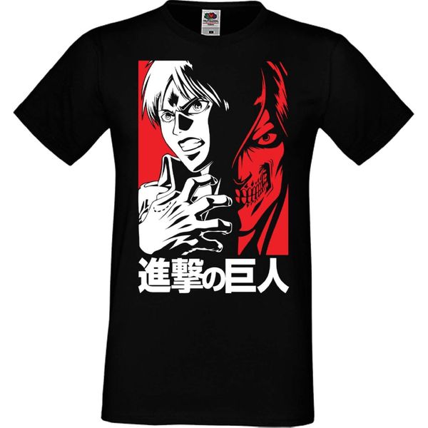 Maglietta Da Uomo Manga Anime Attack Anime On Titan Eren Jeager 02 Attack On Eren, Man 2XL , Noir-image