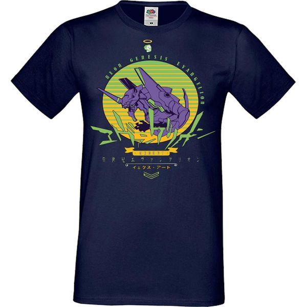 Maglietta Da Uomo Manga Anime Neon Anime Genesis Manga Evangelion Eva Unit 01 Eva Unit, Man L , Bleu Foncé-image