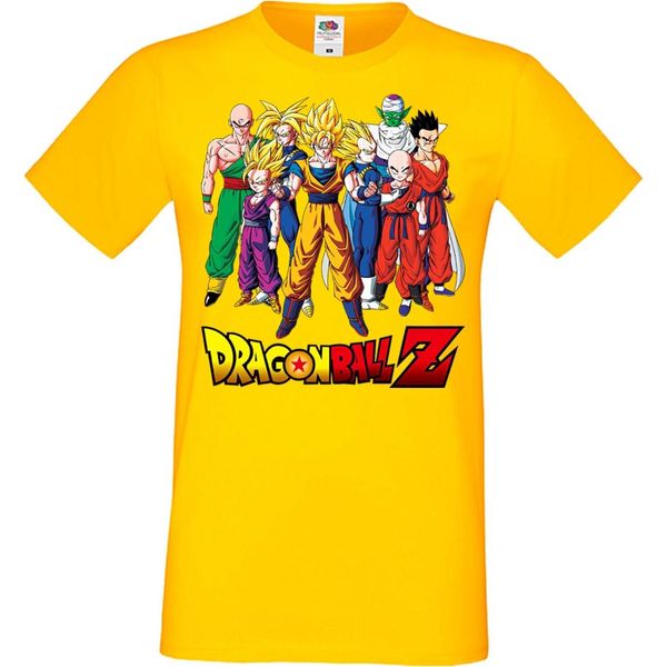 Maglietta Da Uomo Anime Manga Dragon Anime Manga Ball Z 12 Z-Fighters, Man S , Jaune-image