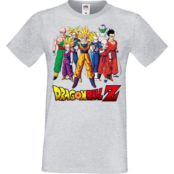 Maglietta Da Uomo Anime Manga Dragon Anime Manga Ball Z 12 Z-Fighters, Man 2XL , Gris-image