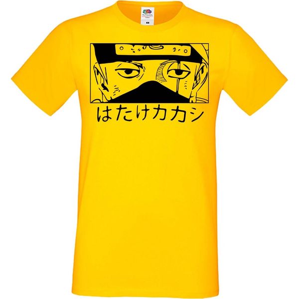 Maglietta Da Uomo Anime Manga Naruto Kakashi 03 Team 7 Sensei, Man S , Jaune-image