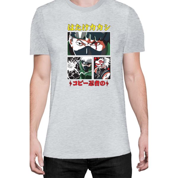 Maglietta Da Uomo Naruto Kakashi Hatake 08, Man 2XL , Gris-image