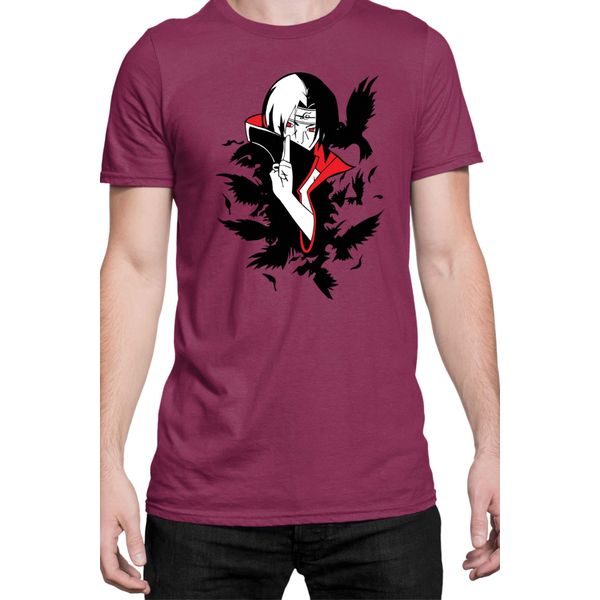 Maglietta Da Uomo Naruto Itachi Crows, Man M , Bordeaux-image