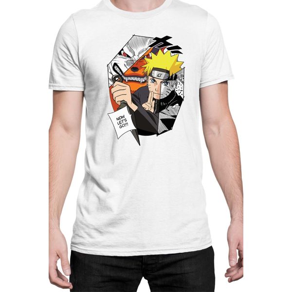 Maglietta Da Uomo Naruto Naruto & Kurama, Man 4XL , Blanc-image