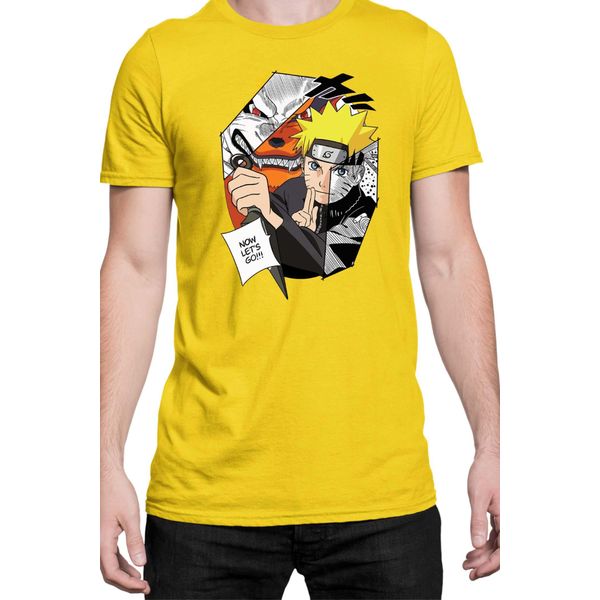 Maglietta Da Uomo Naruto Naruto & Kurama, Man 3XL , Jaune-image