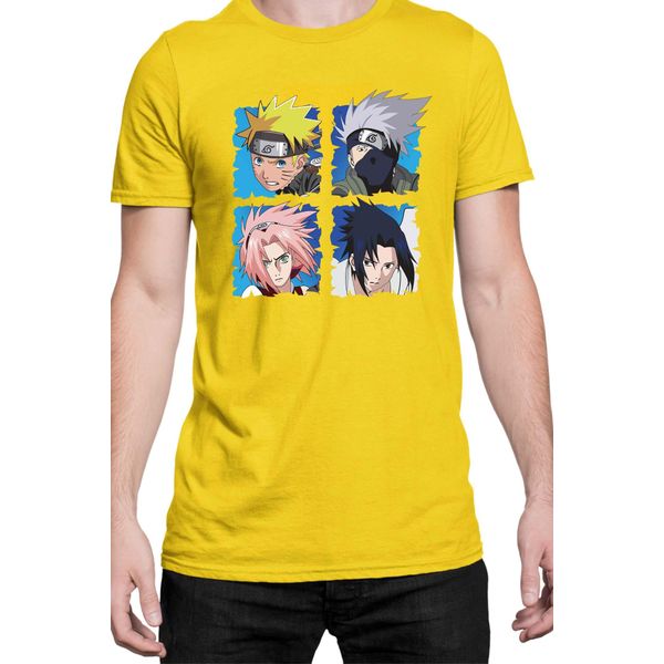 Maglietta Da Uomo Naruto Team 7 03, Man 2XL , Jaune-image