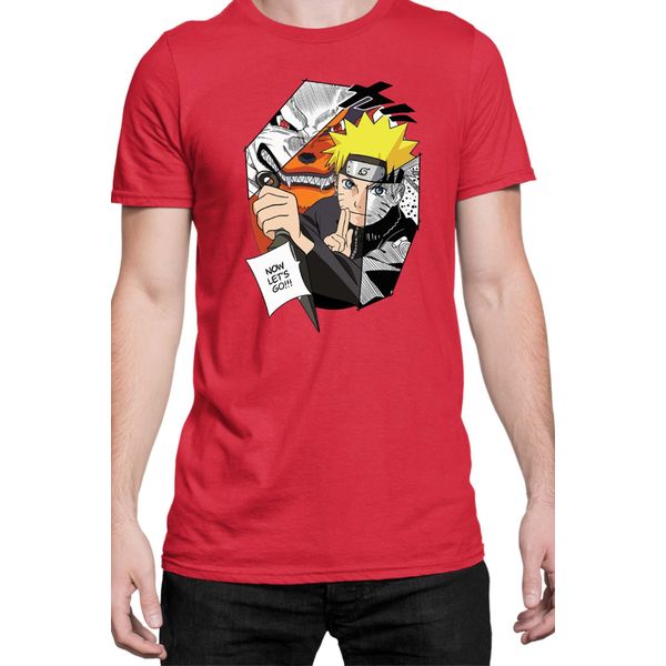 Maglietta Da Uomo Naruto Naruto & Kurama, Man Xl , Rouge-image