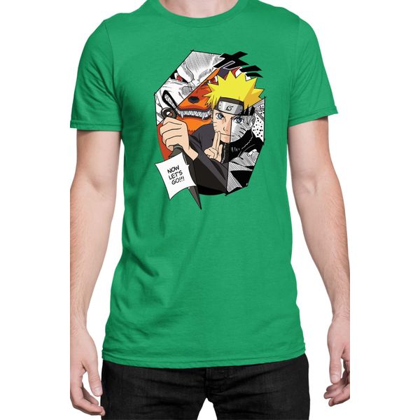 Maglietta Da Uomo Naruto Naruto & Kurama, Man L , Vert-image