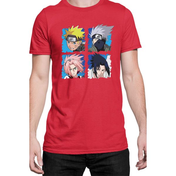 Maglietta Da Uomo Naruto Team 7 03, Man M , Rouge-image