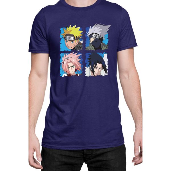 Maglietta Da Uomo Naruto Team 7 03, Man 2XL , Bleu Foncé-image