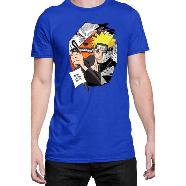 Maglietta Da Uomo Naruto Naruto & Kurama, Man L , Bleu-image