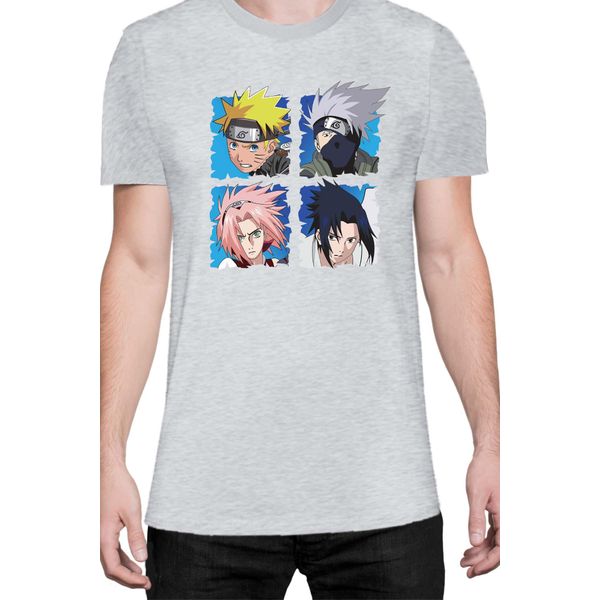 Maglietta Da Uomo Naruto Team 7 03, Man M , Gris-image