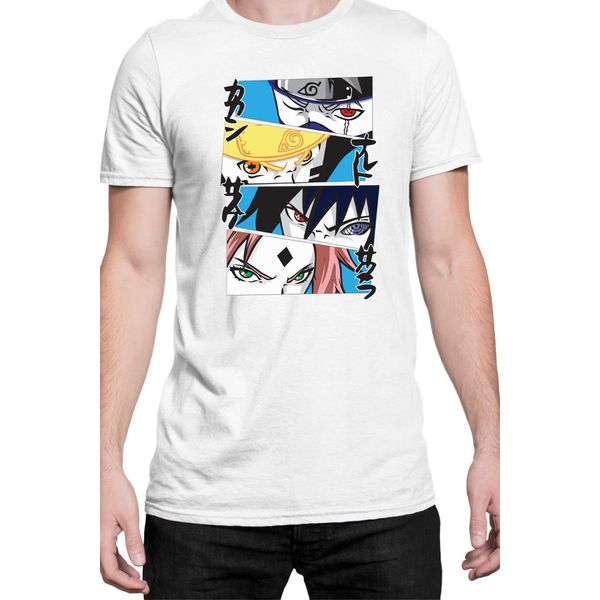 Maglietta Da Uomo Naruto Team 7 05, Man 4XL , Blanc-image