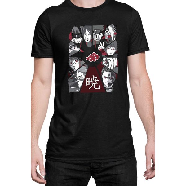 Maglietta Da Uomo Naruto Akatsuki Team Members 01, Man 5XL , Noir-image