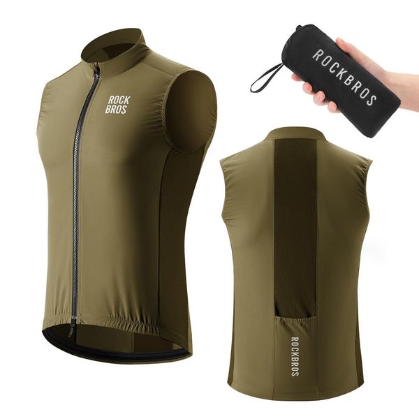 Rockbros Gilet Da Ciclismo Antivento Leggero E Traspirante Senza Maniche Gilet Da Ciclismo Per Strada Mtb Donna Uomo Marrone 2XL-image