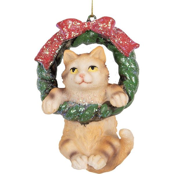 Targhetta Natalizia Clayre & Eef Gatto 6X5X9 Cm Plastica Marrone-image