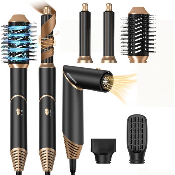 5 In 1 Asciugacapelli Spazzola Per Arricciare I Capelli Spazzola Ad Aria Calda Automatica Spazzola Rotonda Asciugacapelli Spazzola Per Arricciare Spazzola Per Raddrizzare Spazzole Per Lo Styling Set Di Asciugacapelli-image