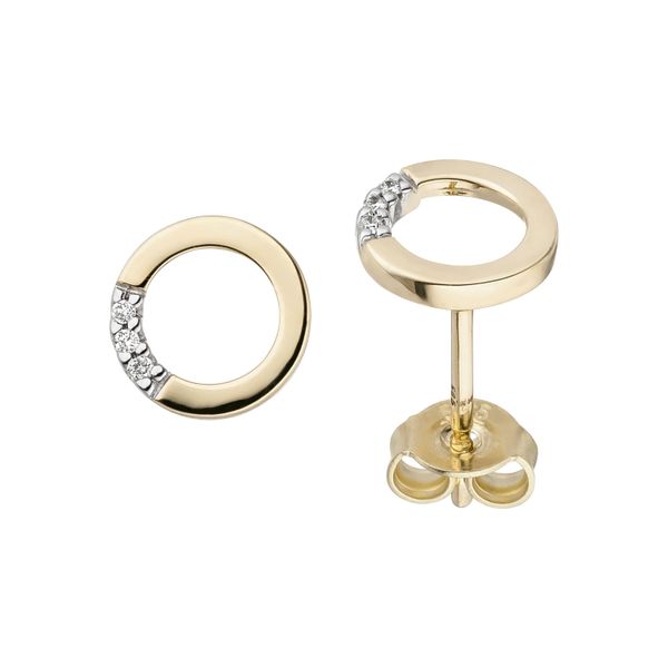 Paar Ohrstecker Jobo, Gelb (Gelbgold 585), Ohrringe, Damen, 7,5Mm, P1 = Bei 10-Facher VergrößErung Erkennbare EinschlüSse, Diamanten Gelbgold 585, Diamanten, Gelbgold 585, Rund 585 Gold Mit 6 Diamanten-image
