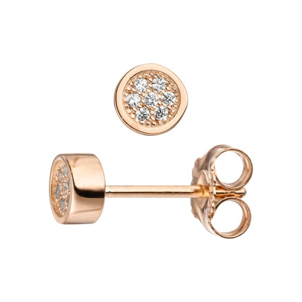 Paar Ohrstecker Jobo, Rosa (RoséGoldfarben), Ohrringe, Damen, 5,2Mm, Silber 925 (Sterlingsilber), Rund 925 Silber RoséGold Vergoldet Mit 14 Zirkonia-image
