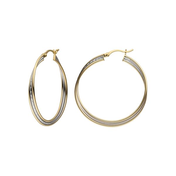 Paar Creolen Jobo, Silber (Silber 925), Ohrringe, Damen, 39Mm, Silber 925 (Sterlingsilber), 925 Silber Bicolor Vergoldet-image