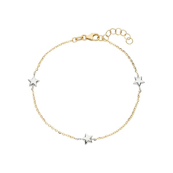 Armband Jobo "Sterne", Gelb (Gelbgold 375), ArmbäNder, Damen, 18Cm, Gelbgold 375 WeißGold 375, Gelbgold 375, WeißGold 375, Armband, 375 Gold Bicolor 18 Cm-image