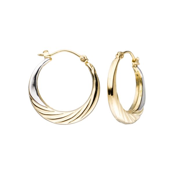 Paar Creolen Jobo, Gold (Gelbgold 333), Ohrringe, Damen, 20,5Mm, Gelbgold 333, Rund 333 Gold Bicolor-image