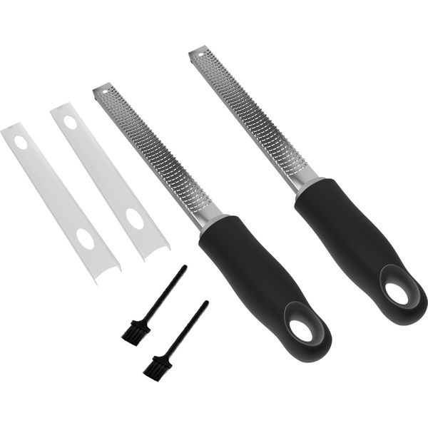 Confezione Da 2 Grattugie Per Limoni In Acciaio Inox Grattugia Per Parmigiano 32,5 Cm Grattugia Per Zenzero Multifunzionale Grattugia Per Noce Moscata Con Protezione E Spazzola Per La Pulizia Grattugia Per Cioccolato, Formaggio, Cocco-image