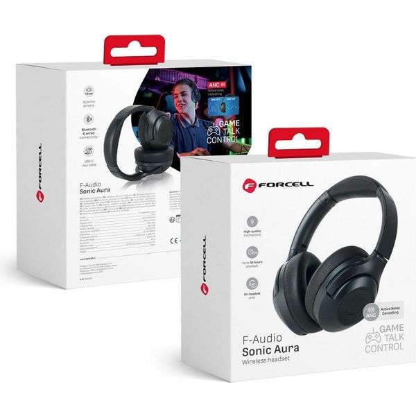 Forcell, Cuffie Da Gioco Bluetooth Con Riduzione Del Rumore, Durata Della Batteria 35 Ore, Nero-image