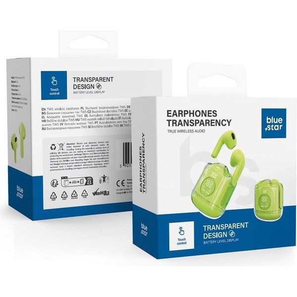Blue Star, Cuffie Bluetooth Con Microfono Integrato 5 Ore Di Durata Della Batteria, Verde Limone-image