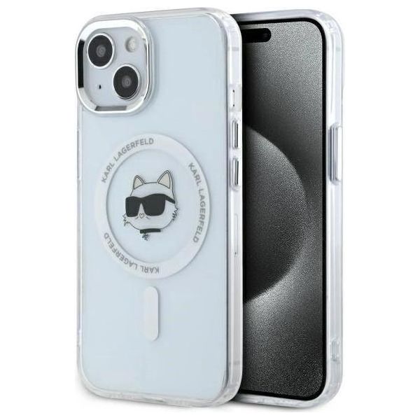 Karl Lagerfeld Klhmp15Mhlschh Iphone 15 Plus 6,7 BiałY/Bianco Custodia Rigida Iml Metallo Testa Choupette Magsafe-image