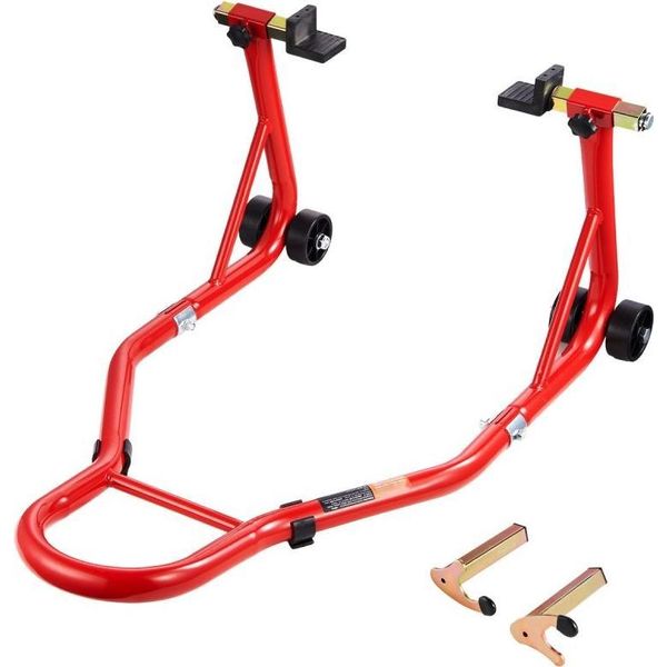 Cavalletto Per Ruota Posteriore 385Kg - Paddock Per Sollevamento Bobina Posteriore - Braccio Oscillante Rosso - Cavalletto Per Moto-image
