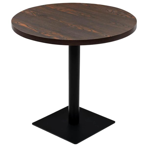 Vidaxl Tavolo Da Bistrot Rotondo In Mdf E Acciaio 80×75 Cm Frassino Scuro-image