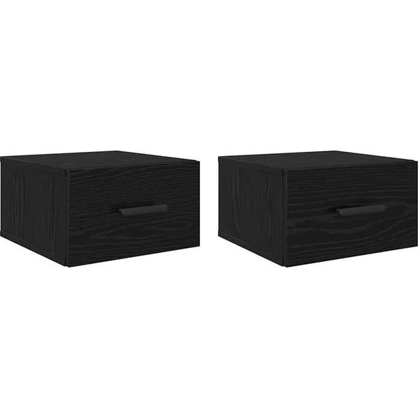 Syfax™ Armadio Da Notte 2 Pcs Rovere Nero 35 X 35 X 20 Cm-image
