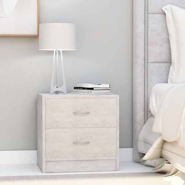 Vidaxl Comodini 2 Pz. Grigio Cemento 40X30X40 Cm Materiale A Base Di Legno-image