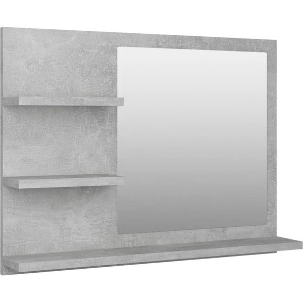 Vidaxl Specchio Da Bagno Grigio Cemento 60X10,5X45 Cm Materiale A Base Di Legno-image