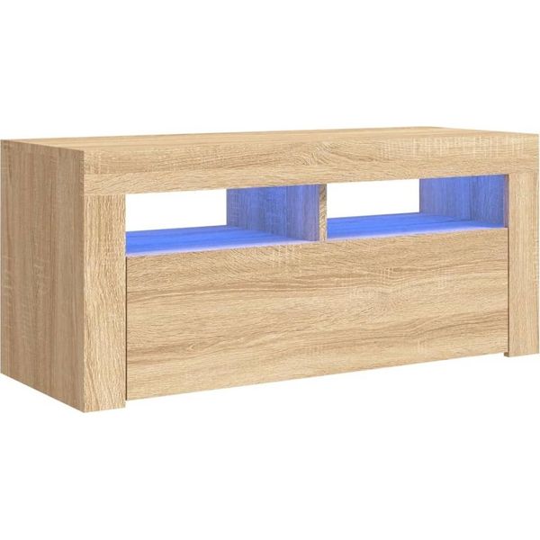 Syfax™ Mobile Porta Tv Con Luci Led Rovere Sonoma 90X35X40 Cm-image