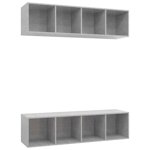 Vidaxl Mobili Tv A Parete 2 Pz. Materiale A Base Di Legno Grigio Cemento-image
