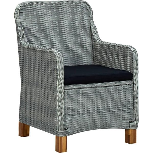 Vidaxl Sedie Da Giardino Con Cuscino 2 Pz. Poli Rattan Grigio Chiaro-image