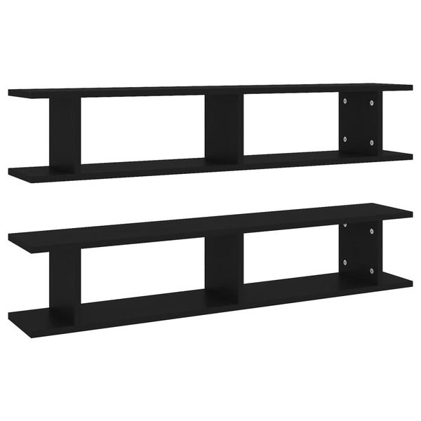 Vidaxl Mensole A Muro 2 Pezzi Nero 105X18X20 Cm Materiale A Base Di Legno-image