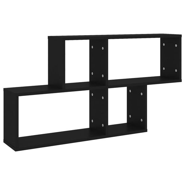 Vidaxl Scaffale A Muro Nero 100X18X53 Cm Materiale A Base Di Legno-image