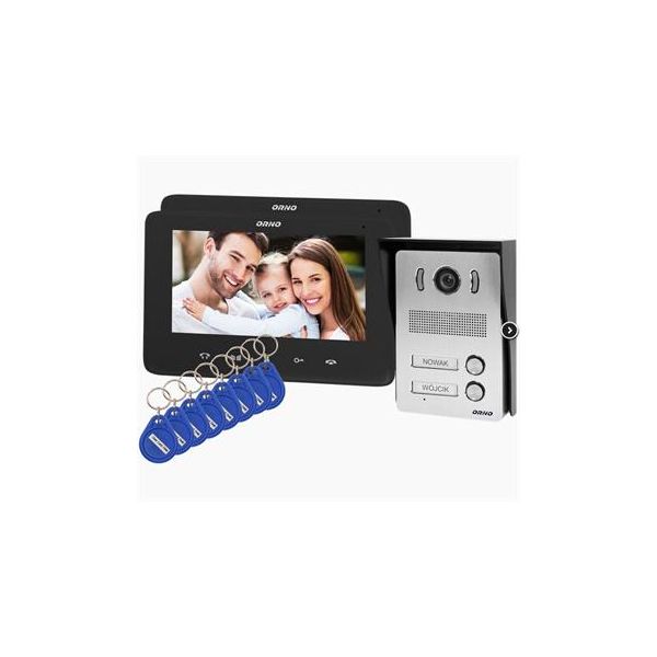 Campanello Orno OR-VID-VP-1071/B, Indi Multi N, Due Generazioni, Lcd 7", Nero"-image