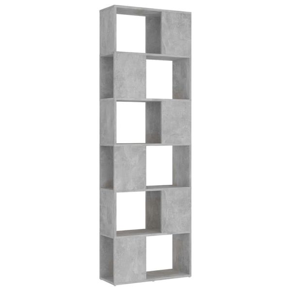 Libreria Divisoria In Cemento Grigio 60X24X186 Cm In Materiale Ligneo-image